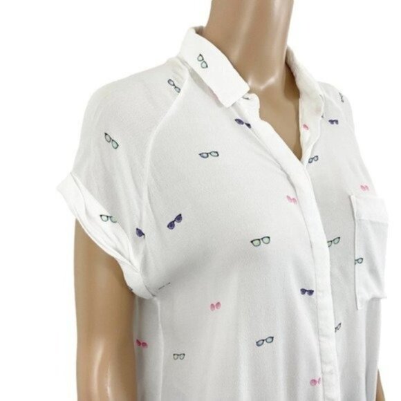 Rails Rayon Shirt Sunglasses Whimsy Vacation Ready Short Cuffed Sleeves size XS - Picture 6 of 9